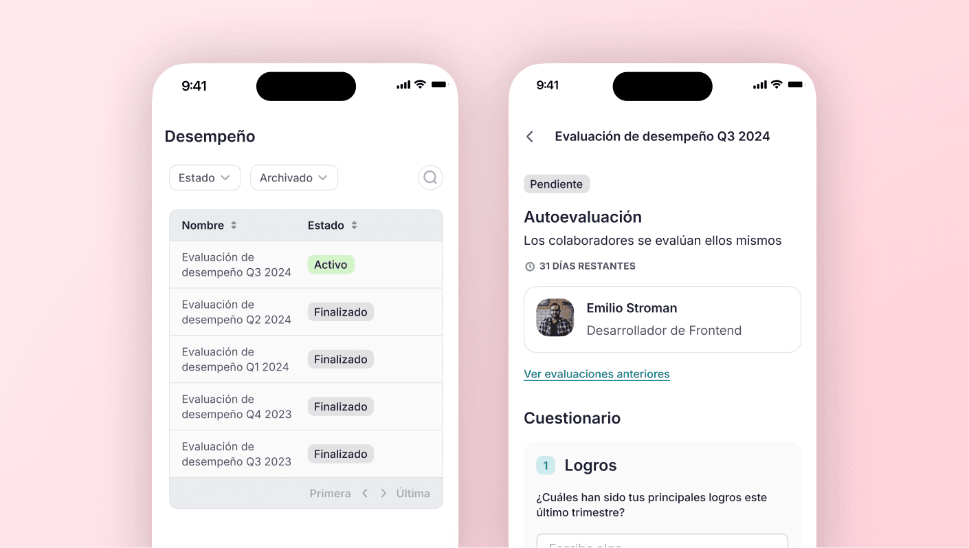Gestiona las evaluaciones de desempeño desde tu teléfono