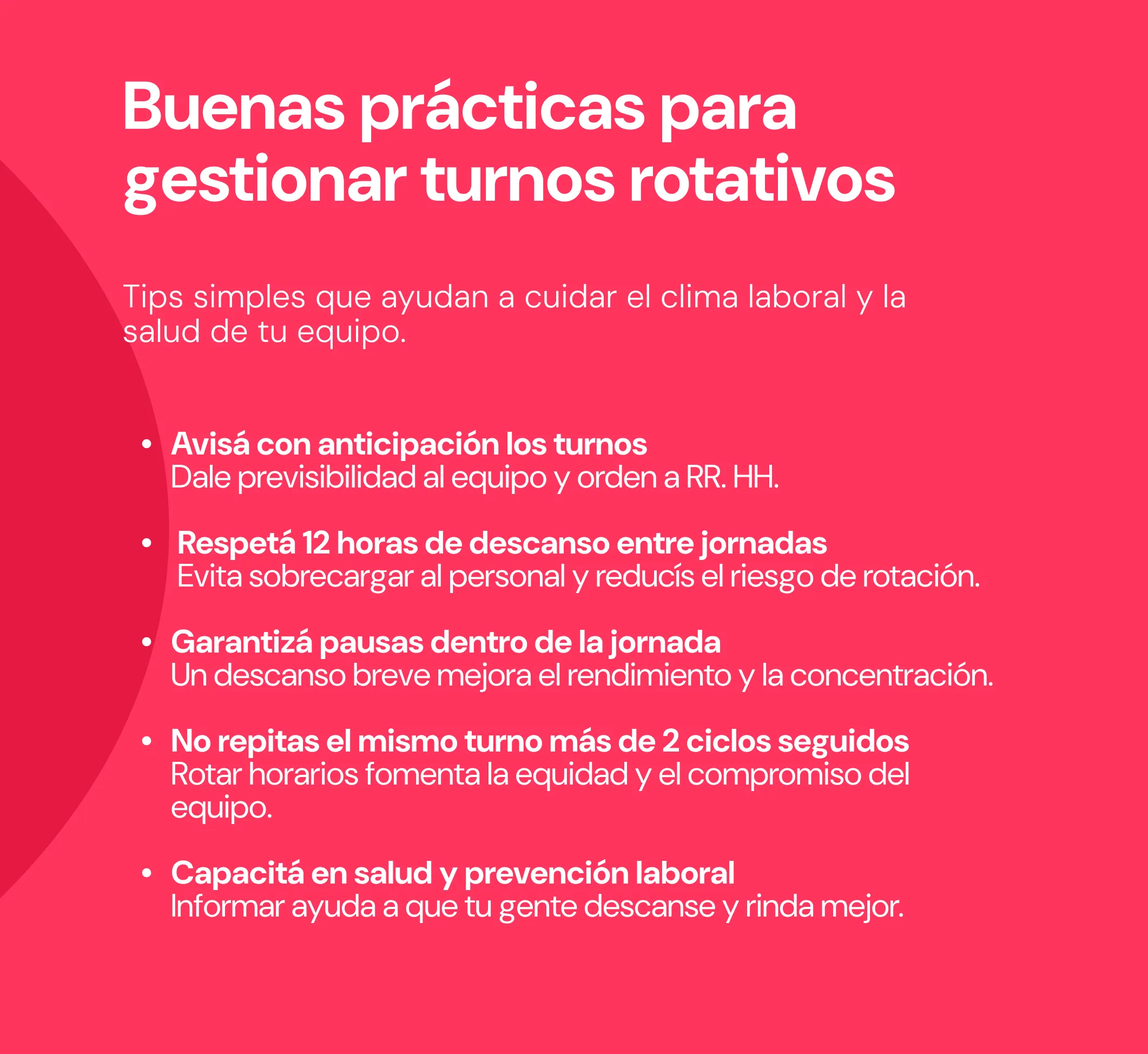 Buenas prácticas para gestionar turnos rotativos